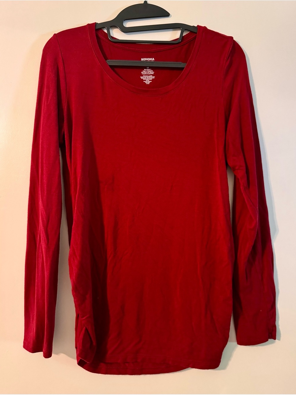 Sonoma Red Maternity Long-Sleeve Scoop Neck Top